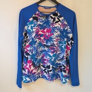 Coolibar Women's Kawela Swim Top Long Sleeve UPF 50 Rashguard Multi Color